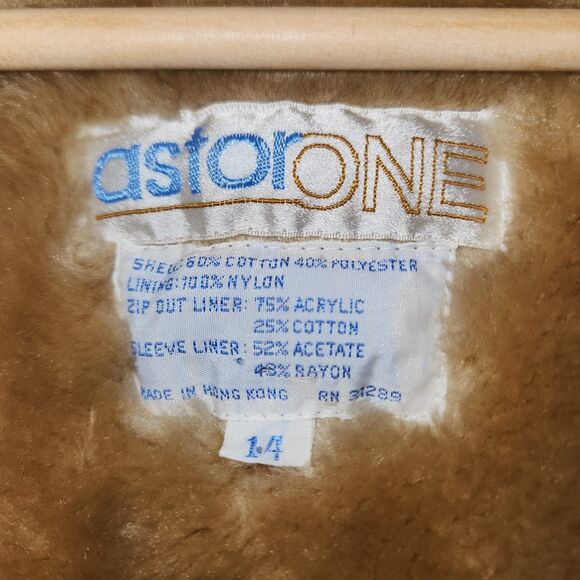 Vintage AstorOne Tan Trench Coat Removable Fleece Liner Hood Winter Women 14 - Picture 6 of 12